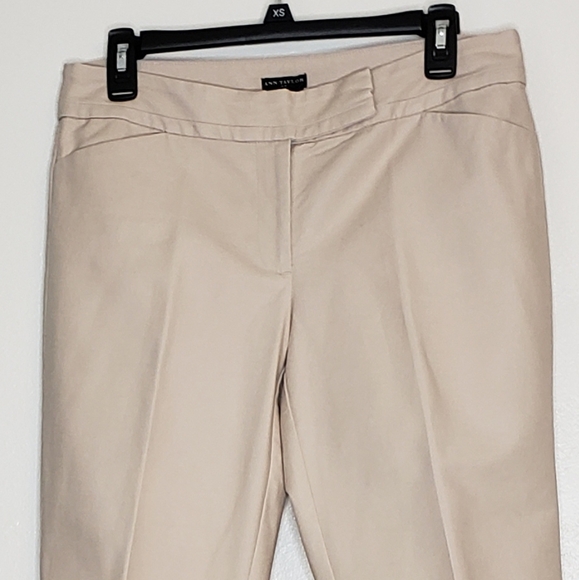 Ann Taylor Cotton Crop Pants Curvy Coastal Beige Office Preppy Summer Vacation - Picture 8 of 9